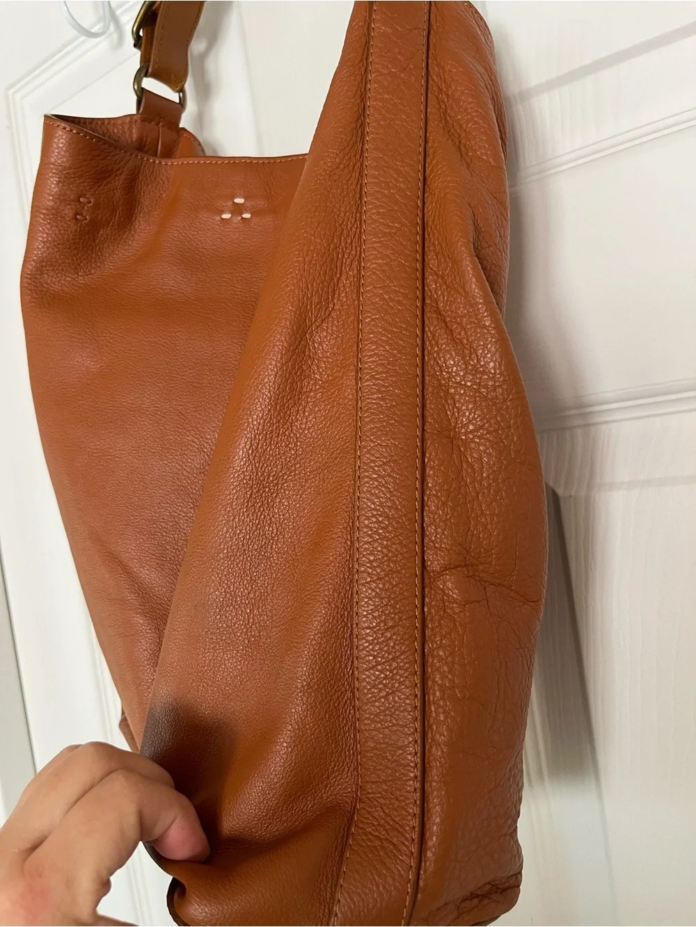Kelsi Dagger Brooklyn Cognac Leather Hobo Shoulder Tote, 14”w x 14”h x 5”d